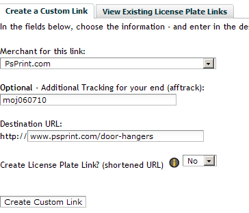 SAS Custom Link form